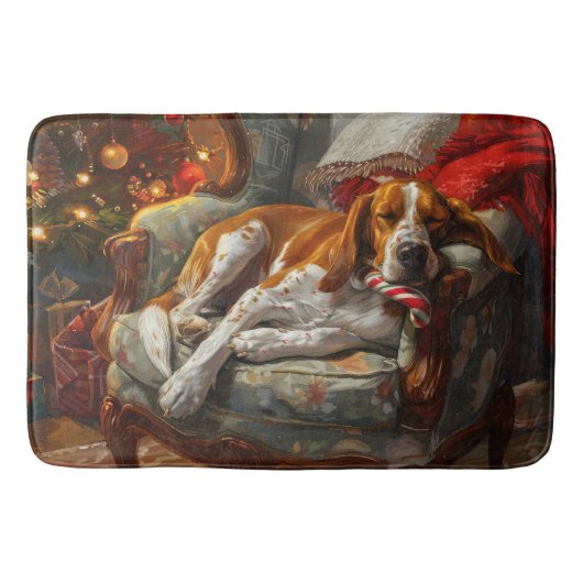 Amerikaanse Engelse Foxhound Hond Kerst Feestelijk Badmat (Voorkant)