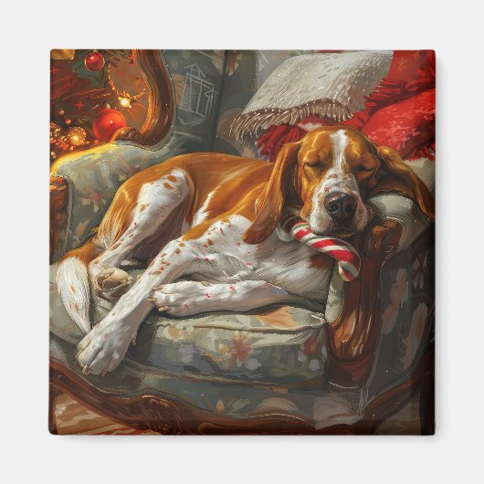 Amerikaanse Engelse Foxhound Hond Kerstmis Festief Magneet (Voorkant)