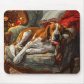 Amerikaanse Engelse Foxhound Hond Kerstmis Festief Muismat (Voorkant)