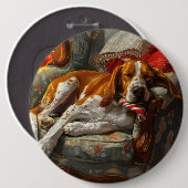 Amerikaanse Engelse Foxhound Hond Kerstmis Festief Ronde Button 6,0 Cm (Voorkant /achterkant)