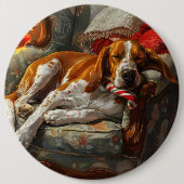 Amerikaanse Engelse Foxhound Hond Kerstmis Festief Ronde Button 6,0 Cm (Voorkant)