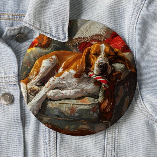 Amerikaanse Engelse Foxhound Hond Kerstmis Festief Ronde Button 6,0 Cm (In situ)