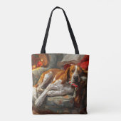 Amerikaanse Engelse Foxhound Hond Kerstmis Festief Tote Bag (Achterkant)