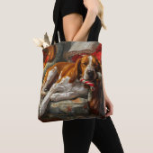 Amerikaanse Engelse Foxhound Hond Kerstmis Festief Tote Bag (Dichtbij)