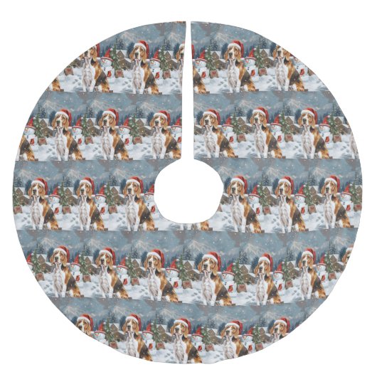 Amerikaanse Engelse Foxhound Hond Winter Kerstmis  Kerstboom Rok (Voorkant)