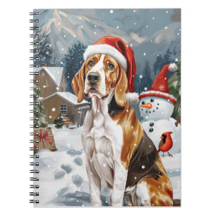 Amerikaanse Engelse Foxhound Hond Winter Kerstmis Notitieboek