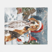 Amerikaanse Engelse Foxhound Hond Winter Kerstvreu Fleece Deken (Voorkant (Horizontaal))