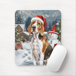Amerikaanse Engelse Foxhound Hond Winter Kerstvreu Muismat