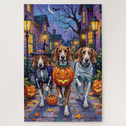 Amerikaanse Engelse Foxhound in Halloween kostuums Legpuzzel (Verticaal)