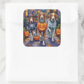 Amerikaanse Engelse Foxhound in Halloween kostuums Vierkante Sticker (Tas)
