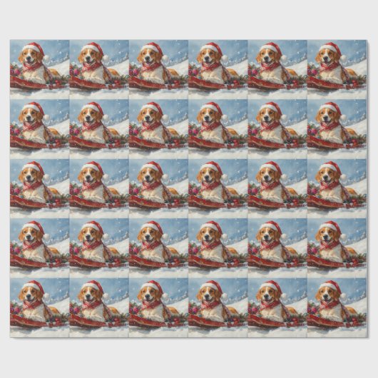 Amerikaanse Engelse Foxhound in Sledge Christmas Cadeaupapier (Vlak)