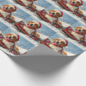 Amerikaanse Engelse Foxhound in Sledge Christmas Cadeaupapier (Hoek)