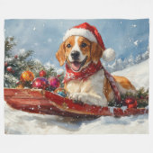 Amerikaanse Engelse Foxhound in Sledge Christmas Fleece Deken (Voorkant (Horizontaal))