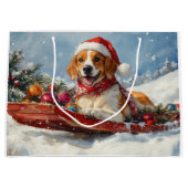 Amerikaanse Engelse Foxhound in Sledge Christmas Groot Cadeauzakje (Voorkant)
