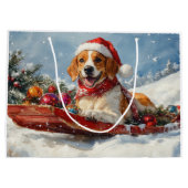 Amerikaanse Engelse Foxhound in Sledge Christmas Groot Cadeauzakje (Achterkant)