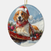 Amerikaanse Engelse Foxhound in Sledge Christmas Keramisch Ornament (Links)