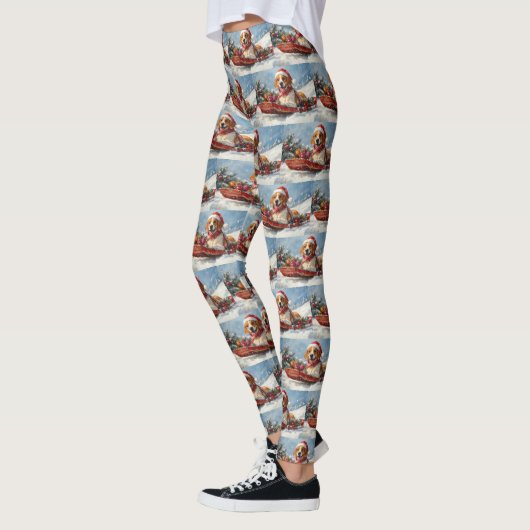 Amerikaanse Engelse Foxhound in Sledge Christmas Leggings (Links)
