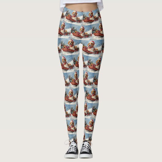 Amerikaanse Engelse Foxhound in Sledge Christmas Leggings (Voorkant)