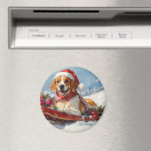 Amerikaanse Engelse Foxhound in Sledge Christmas Magneet (Insitu (Vaatwasser))