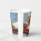 Amerikaanse Engelse Foxhound in Sledge Christmas Papieren Bekers (Rechts)