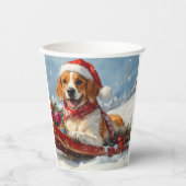 Amerikaanse Engelse Foxhound in Sledge Christmas Papieren Bekers (Voorkant)