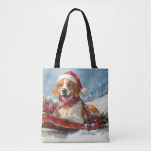 Amerikaanse Engelse Foxhound in Sledge Christmas Tote Bag