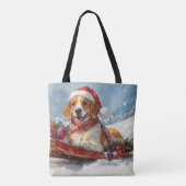Amerikaanse Engelse Foxhound in Sledge Christmas Tote Bag (Achterkant)