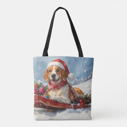Amerikaanse Engelse Foxhound in Sledge Christmas Tote Bag (Achterkant)