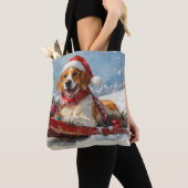 Amerikaanse Engelse Foxhound in Sledge Christmas Tote Bag (Dichtbij)