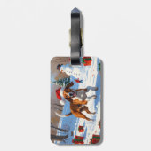 Amerikaanse Engelse Foxhound Kerstfeest Sneeuw Bagagelabel (Achterkant verticaal)