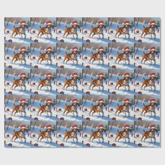 Amerikaanse Engelse Foxhound Kerstfeest Sneeuw Cadeaupapier (Vlak)
