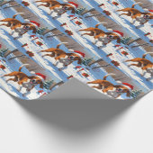Amerikaanse Engelse Foxhound Kerstfeest Sneeuw Cadeaupapier (Hoek)