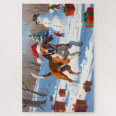 Amerikaanse Engelse Foxhound Kerstfeest Sneeuw Legpuzzel (Verticaal)