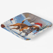 Amerikaanse Engelse Foxhound Kerstfeest Sneeuw Papieren Bordje (Gebogen)