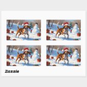 Amerikaanse Engelse Foxhound Kerstfeest Sneeuw Rechthoekige Sticker (Vel)