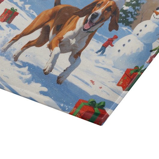 Amerikaanse Engelse Foxhound Kerstfeest Sneeuw Snijplank (Hoek)