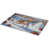 Amerikaanse Engelse Foxhound Kerstfeest Sneeuw Snijplank (Hoek)