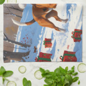Amerikaanse Engelse Foxhound Kerstfeest Sneeuw Theedoek (Gevouwen)