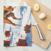 Amerikaanse Engelse Foxhound Kerstfeest Sneeuw Theedoek (Quarter Fold)