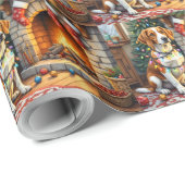 Amerikaanse Engelse Foxhound Kerstverlichting Cadeaupapier (Rol Hoek)