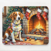Amerikaanse Engelse Foxhound Kerstverlichting Muismat (Voorkant)