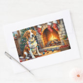 Amerikaanse Engelse Foxhound Kerstverlichting  Rechthoekige Sticker (Envelop)