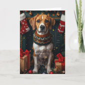 Amerikaanse Engelse Foxhound met kerstcadeaus Kaart (Voorkant)