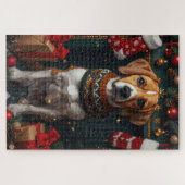 Amerikaanse Engelse Foxhound met kerstcadeaus Legpuzzel (Horizontaal)