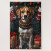 Amerikaanse Engelse Foxhound met kerstcadeaus Legpuzzel (Verticaal)
