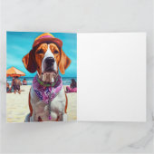Amerikaanse Engelse Foxhound op het strand, zomer Kaart (Binnen)