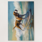 Amerikaanse Engelse Foxhound Strand Surfen Schilde Legpuzzel (Verticaal)