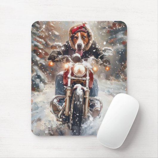 Amerikaanse Engelse vosshond fiets Kerstmis Muismat (Met muis)