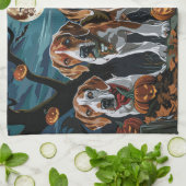 Amerikaanse Engelse vosshond Halloween Griezelig Theedoek (Gevouwen)