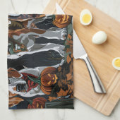 Amerikaanse Engelse vosshond Halloween Griezelig Theedoek (Quarter Fold)